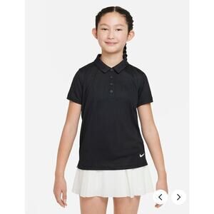 Nike Girls Youth XL Polo Black Dri-Fit Golf Logo on sleeve NWT